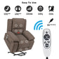 Electric Power Recliner Chair With Massage For Elderly, Remote Control Multi-function Lifting, Timing, Cushion Heating Chair With Side Pocket Brown