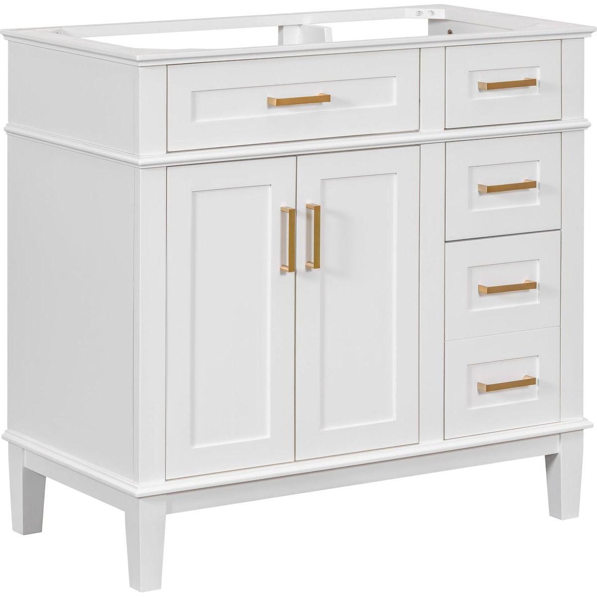 [Cabinet Only] 36" White Modern Bathroom Vanity(Sink not included)