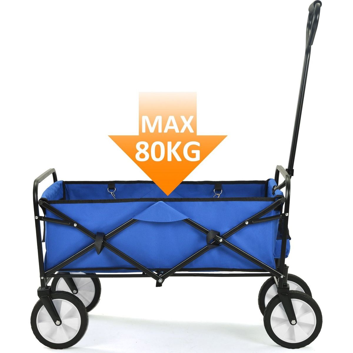 Folding Wagon Garden Shopping Beach Cart (Blue)