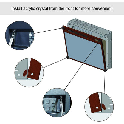 23 inch electric fireplace insert, ultra thin heater with crystal & realistic flame, remote control with timer, overheating protection,with side light