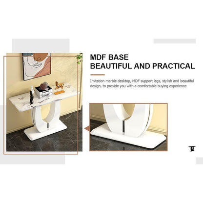 Modern Simple Glossy White Rectangular Counter Bar Table 47.24" x 18.11" x 29.52" For Living Room Bedroom Bedside Entrance House Balcony Office Bathroom.