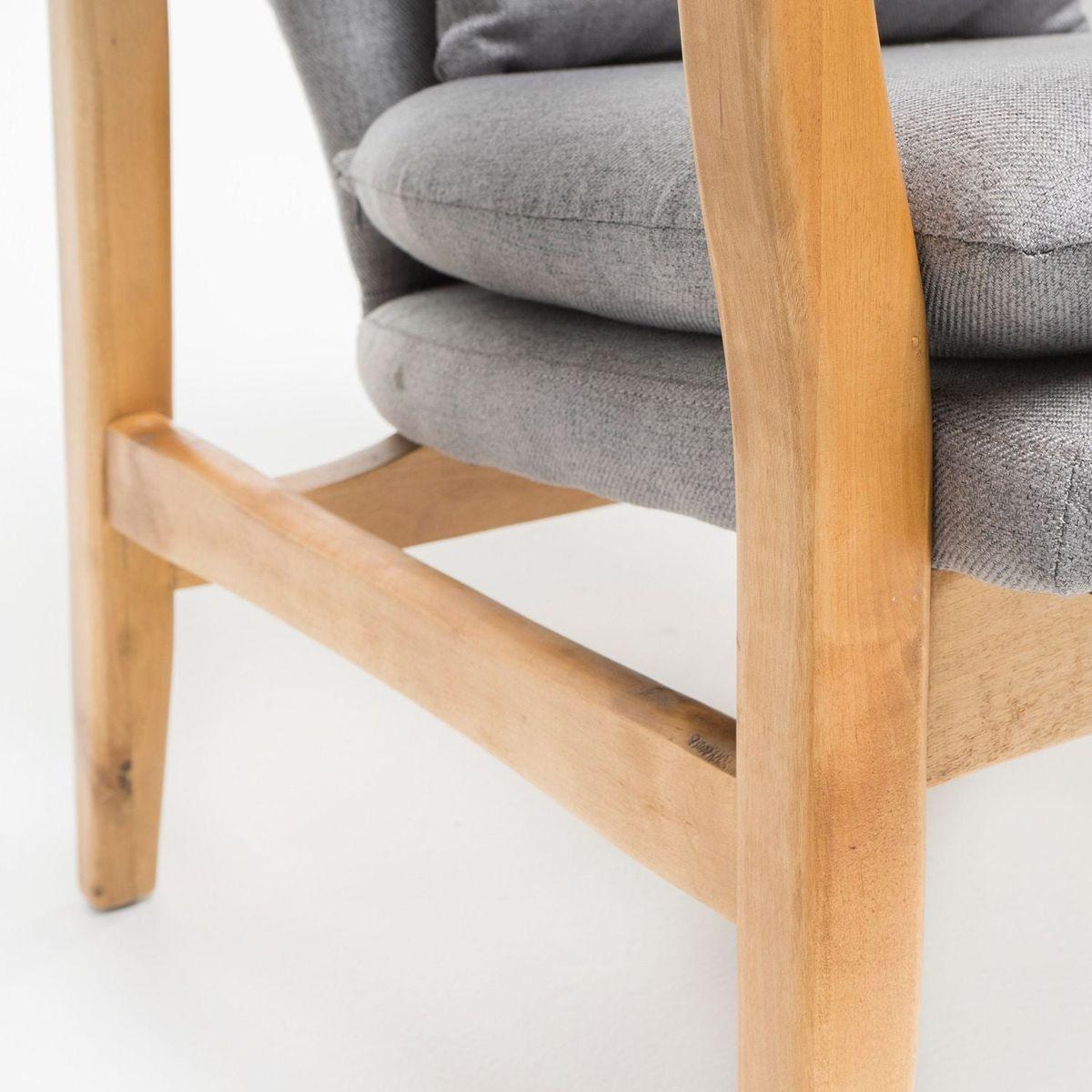 CLUB CHAIR, Wood Frame Club Chair, Grey