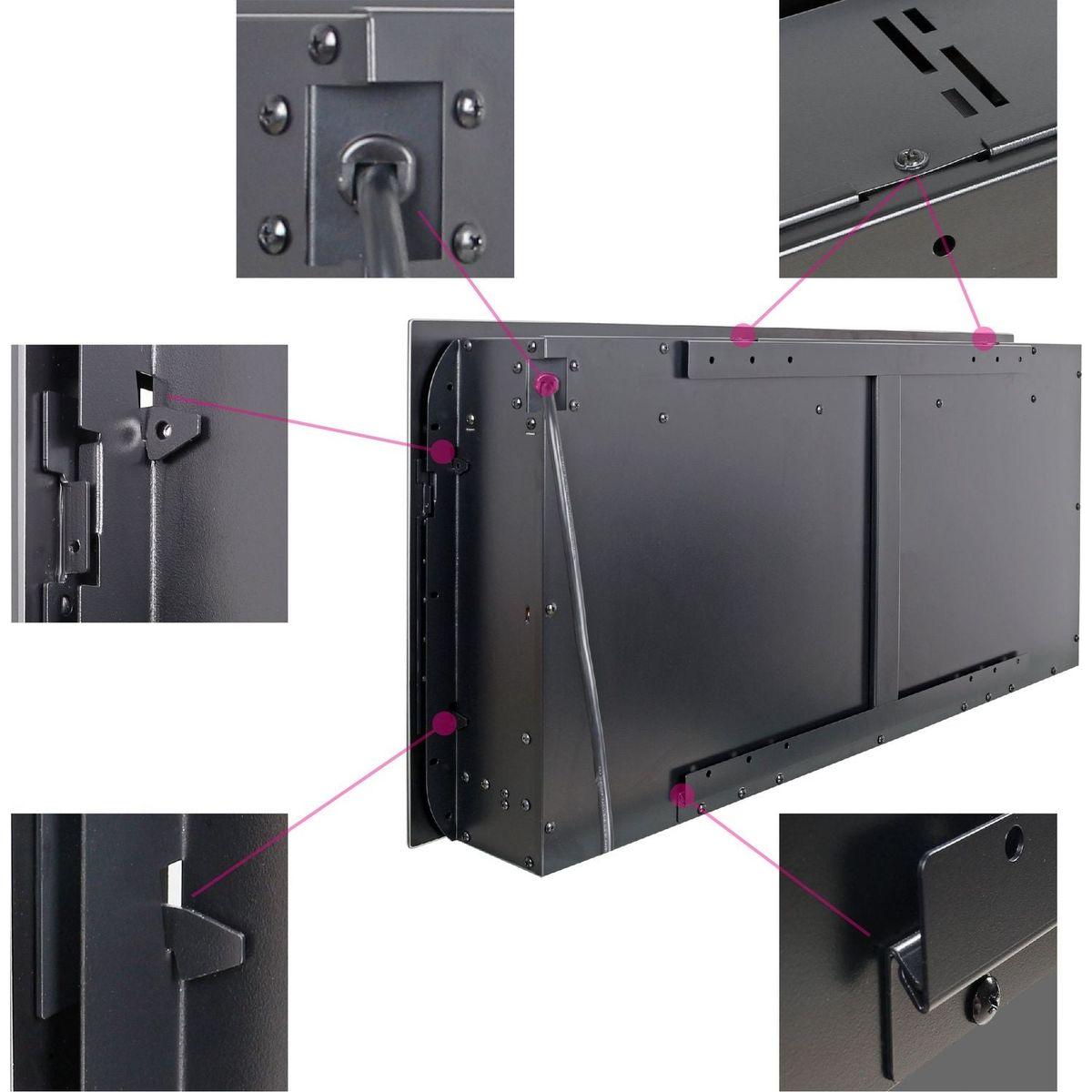 36 inch recessed ultra thin tempered glass front wall mounted electric fireplace with remote and multi color flame & emberbed, LED light heater