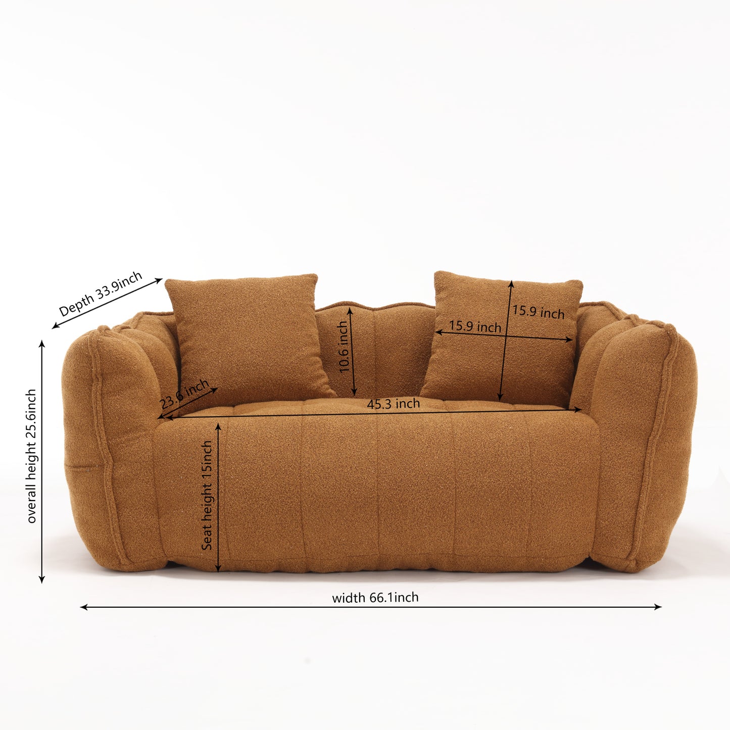 Soft beanbag chair with high resilience foam core for two people. The comfortable square recliner sofa is ideal for family members and friends engaged in games, reading, watching TV