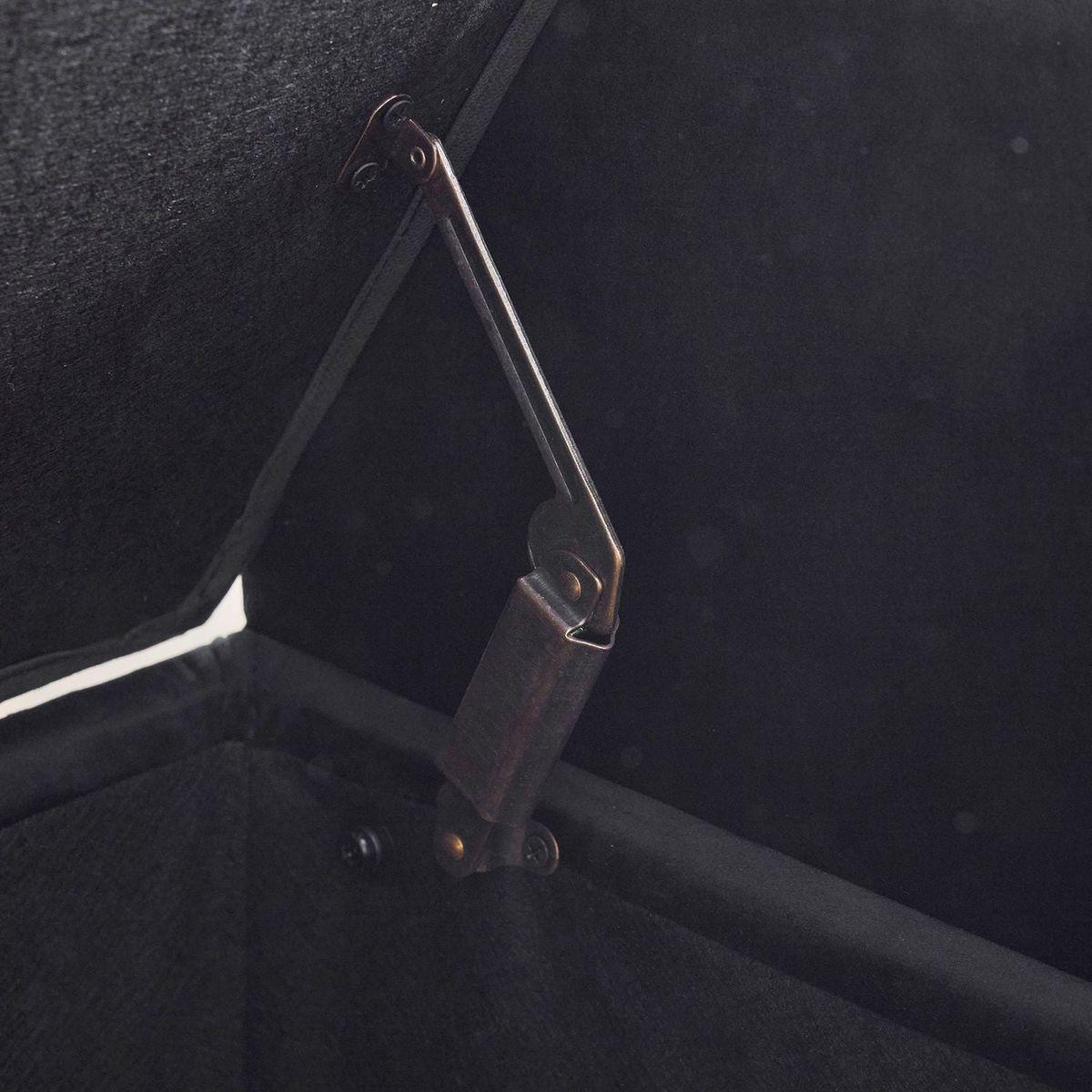 Storage Bench, 44.5-Inch Queen Velvet Button Bedside Bench, Entryway Living Room with Armrests, Nailhead Trim, Upholstered Bedroom Bench, Bedside Ottoman, Living Room, Entryway, Black