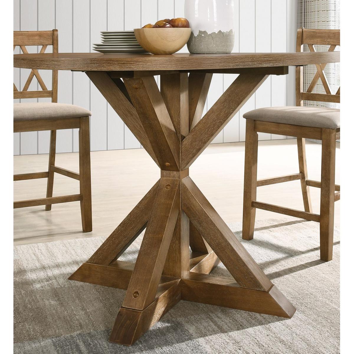 Windvale Cross-Buck Base Counter Height Dining Table - Streamdale Furniture