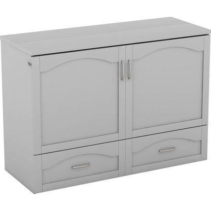 Full Size Murphy Bed Wall Bed with drawer and a set of Sockets & USB Ports, Pulley Structure Design, Gray