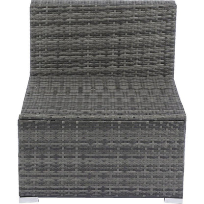 7-Piece Patio Furniture Set w/Retractable Canopy Wicker Rattan Sectional Sofa Set Patio Furniture with Washable Cushions for Lawn, Garden, Backyard, Poolside Grey wicker + Black Cushion