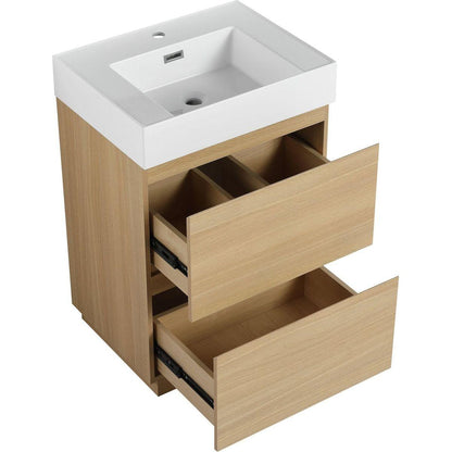 24" Bathroom Vanities with Single Sink Combo, Modern Undermount Bathroom Sink Cabinet with Double drawer, Freestanding Bathroom Sink Cabinet,Engineering wood