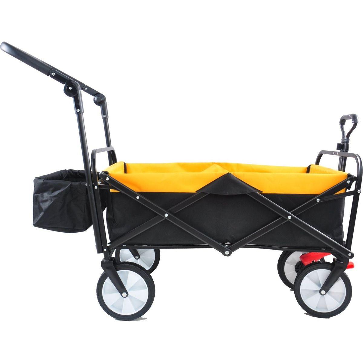 folding wagon Collapsible Outdoor Utility Wagon, Heavy Duty Folding Garden Portable Hand Cart, Drink Holder, Adjustable Handles