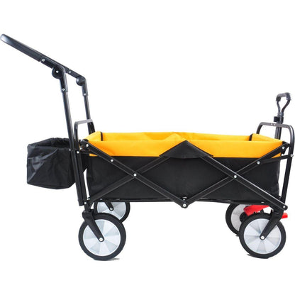 folding wagon Collapsible Outdoor Utility Wagon, Heavy Duty Folding Garden Portable Hand Cart, Drink Holder, Adjustable Handles