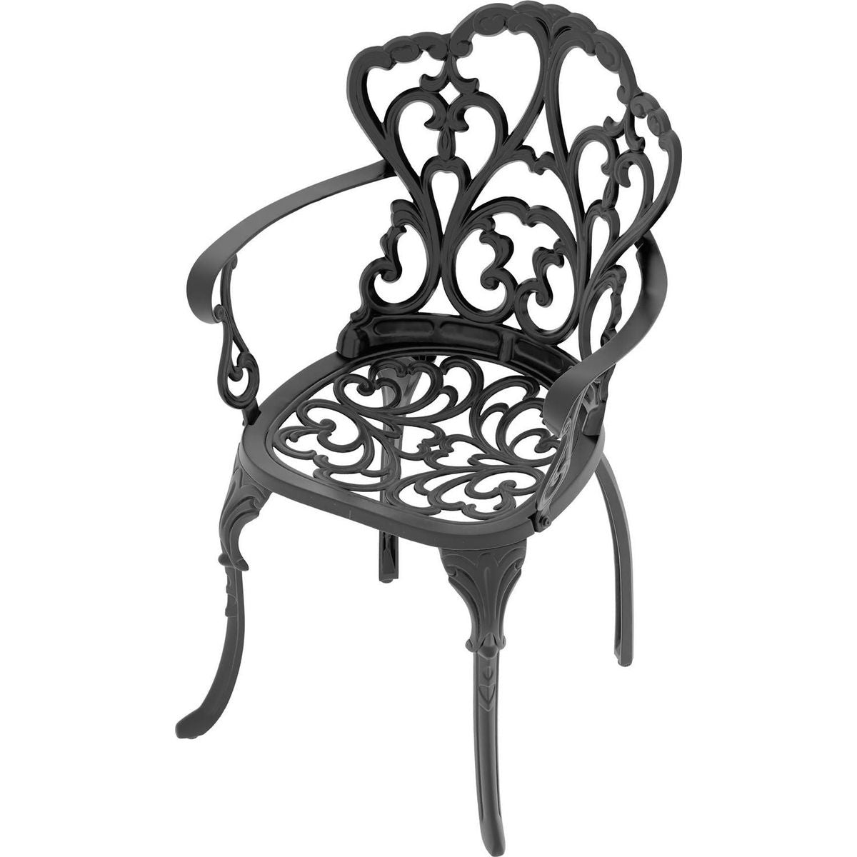 Cast Aluminum Patio Dining Chair 2PCS With Black Frame and Cushions In Random Colors