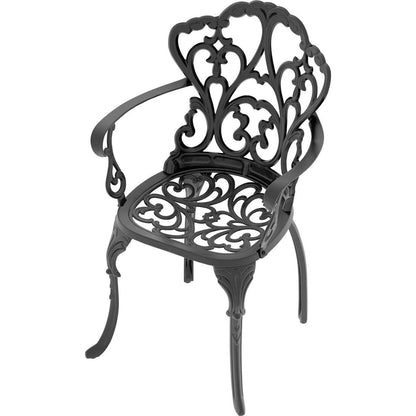 Cast Aluminum Patio Dining Chair 2PCS With Black Frame and Cushions In Random Colors