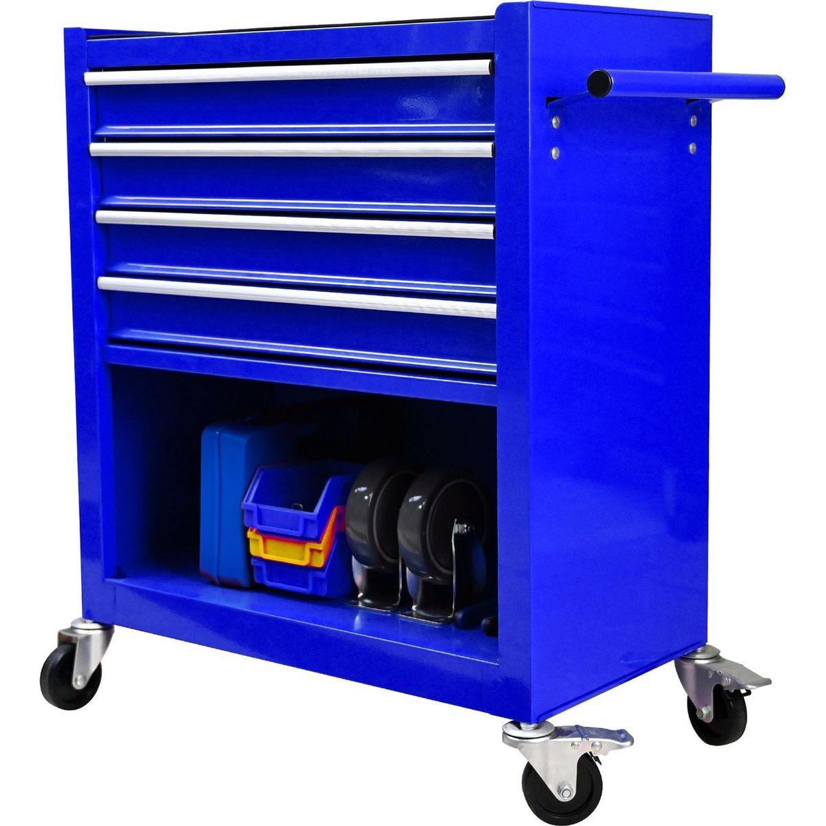 4 DRAWERS MULTIFUNCTIONAL TOOL CART WITH WHEELS-BLUE
