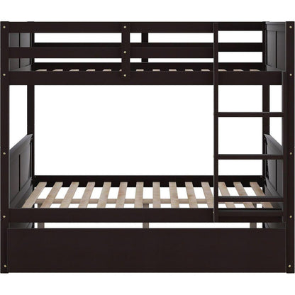 Full Over Full Bunk Bed with Twin Size Trundle, Espresso