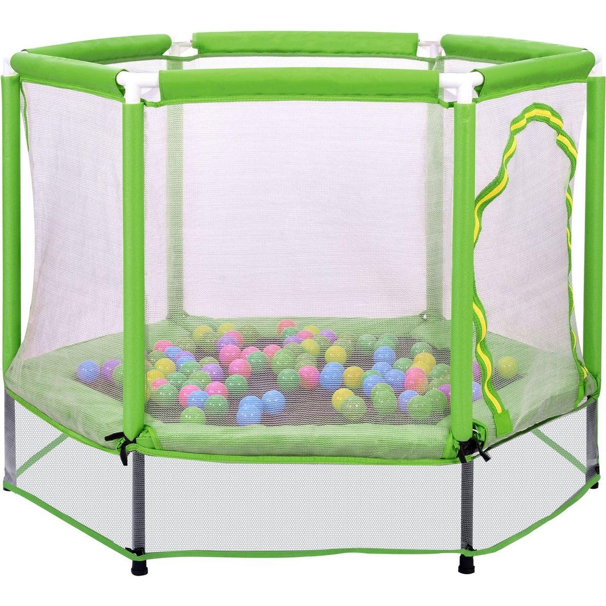 55" Toddlers Trampoline with Safety Enclosure Net and Balls, Indoor Outdoor Mini Trampoline for Kids
