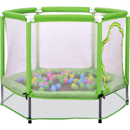 55" Toddlers Trampoline with Safety Enclosure Net and Balls, Indoor Outdoor Mini Trampoline for Kids