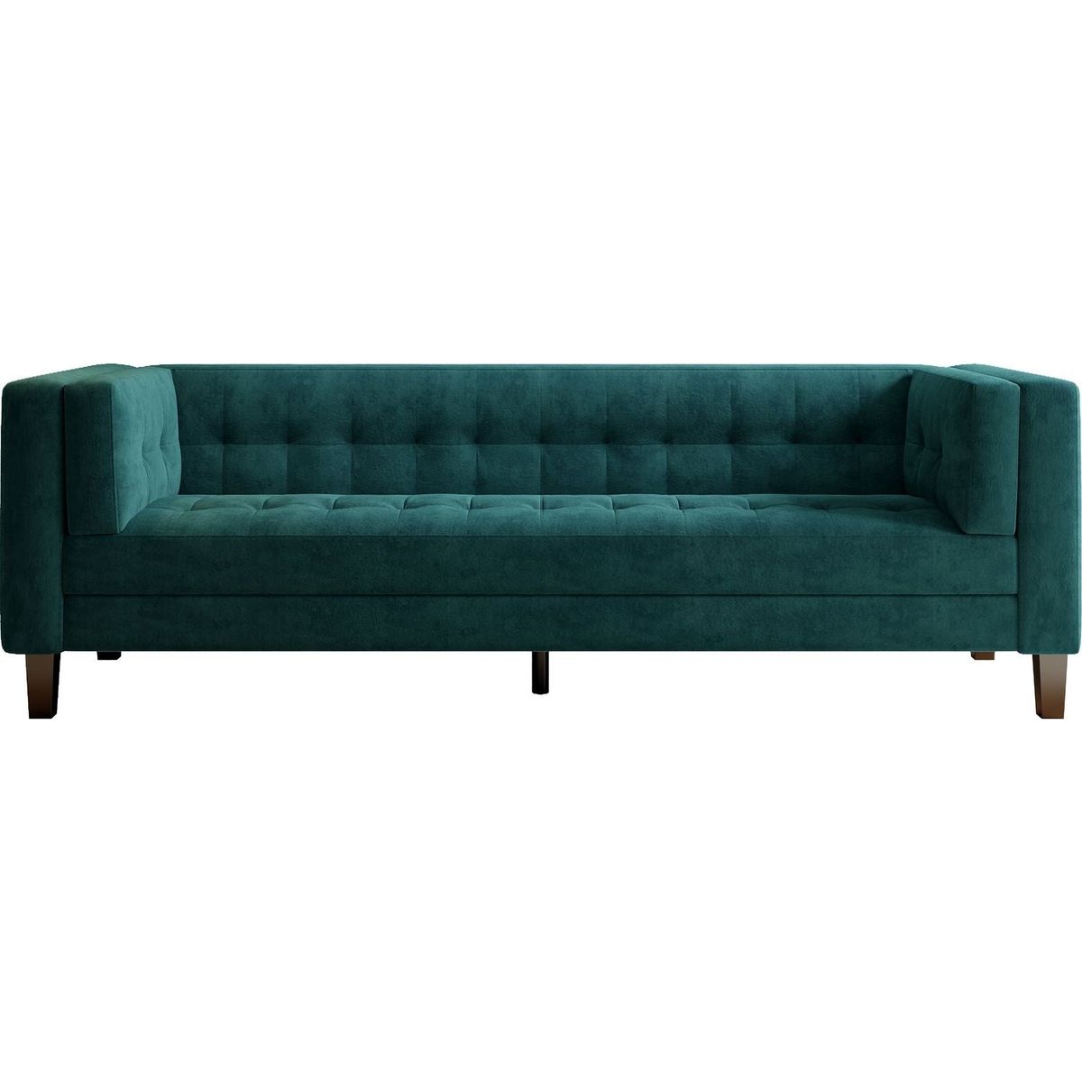 3-Seater Sofa, Upholstered Tufted Coach, Velvet Sofa, Green
