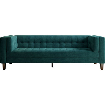 3-Seater Sofa, Upholstered Tufted Coach, Velvet Sofa, Green