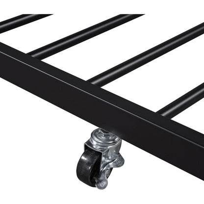 Twin Size Metal Daybed with Curved Handle Design and Twin Size Trundle, Black