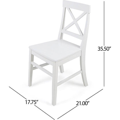 Acacia Wood Dining Chairs, White - Streamdale Furniture