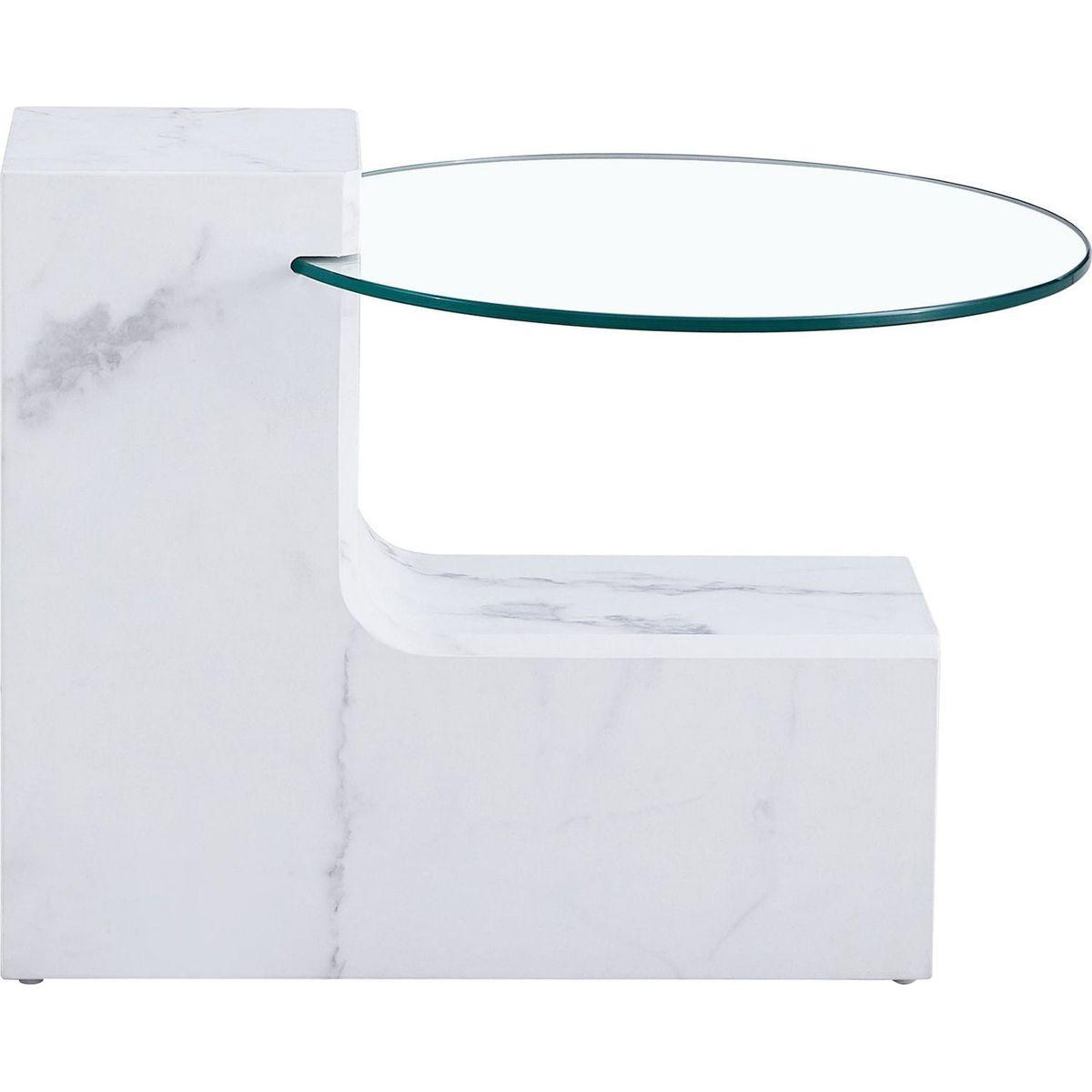 A modern, fashionable, and durable marble textured MDF coffee table with a side table. Match with multiple scenes. Suitable for living room and bedroom.