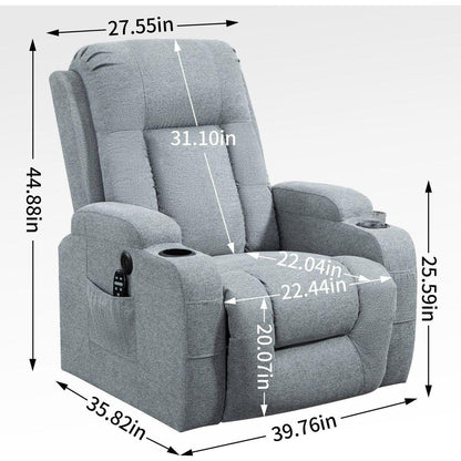 Infinite Position Okin Motor Up to 350 LBS Power Lift Recliner Chair for Elderly, Heavy Duty Motion Mechanism with 8-Point Vibration Massage and Lumbar Heating, USB Charging Port, Cup Holders, Grey