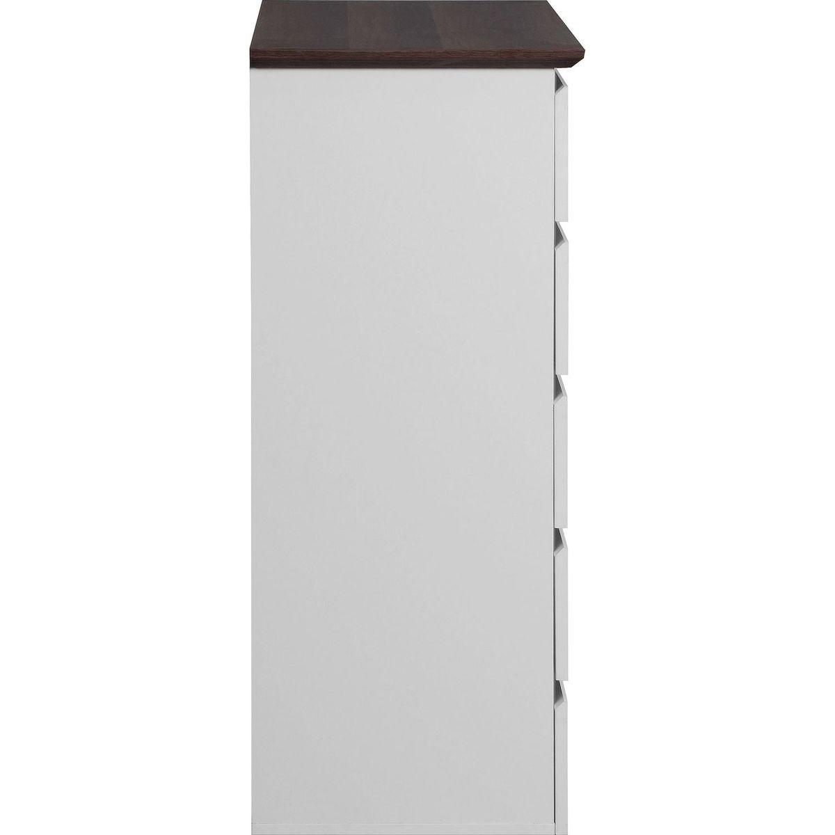 Tall White Dresser for Bedroom, Mid Century Modern Dresser with Drawers, 5 Drawer Dresser with Wood Color Top, Small Dresser for Kids Bedroom, Living Room