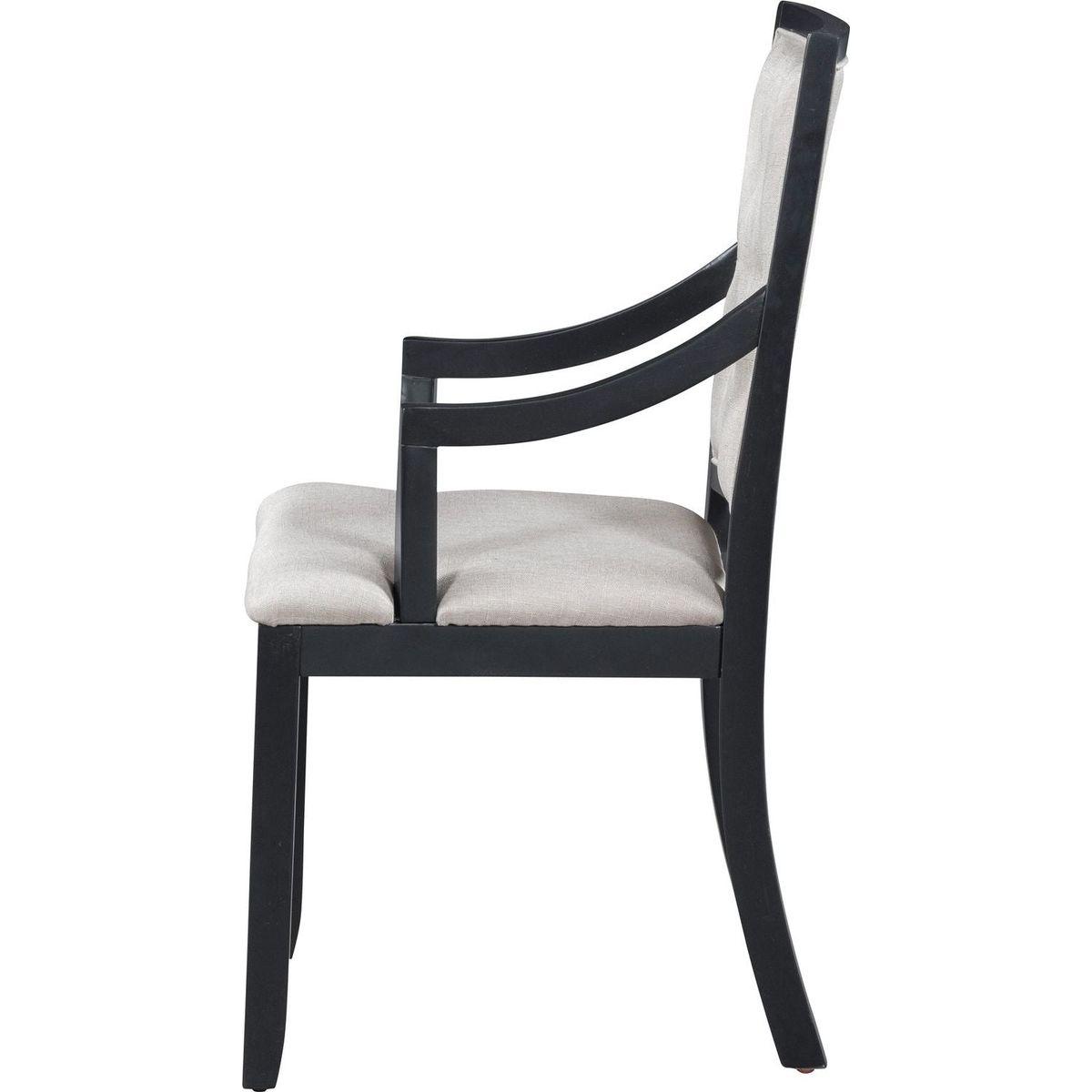 Retro 5-piece Dining Set Extendable Round Table and 4 Chairs for Kitchen Dining Room (BLACK OAK)