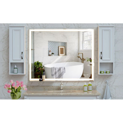 32x40 inch LED Bathroom Vanity Mirror Wall Mounted Adjustable White/Warm/Natural Lights Anti-Fog Touch Switch with Memory Modern Smart Large Bathroom Mirrors