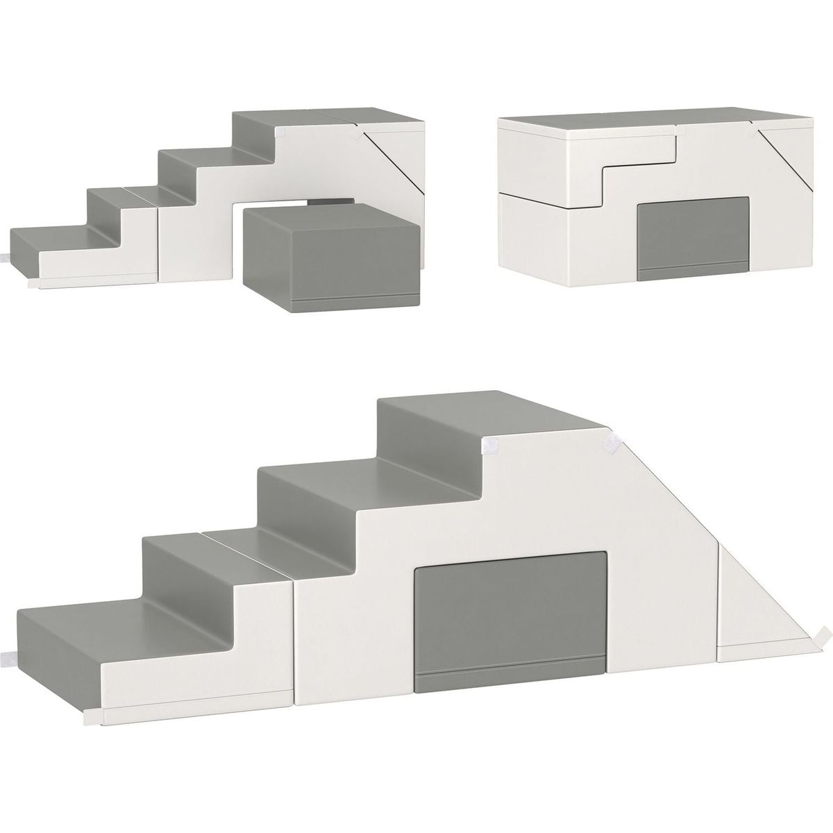 Qaba Foam Play Set for Toddlers and Children, Easy-to-clean 2 Piece Soft & Safe Kids Climbing Set for Crawling or Sliding, Light Gray