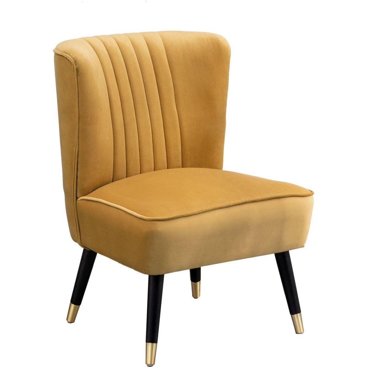 Elon Contemporary Velvet Upholstered Accent Chair, Gold