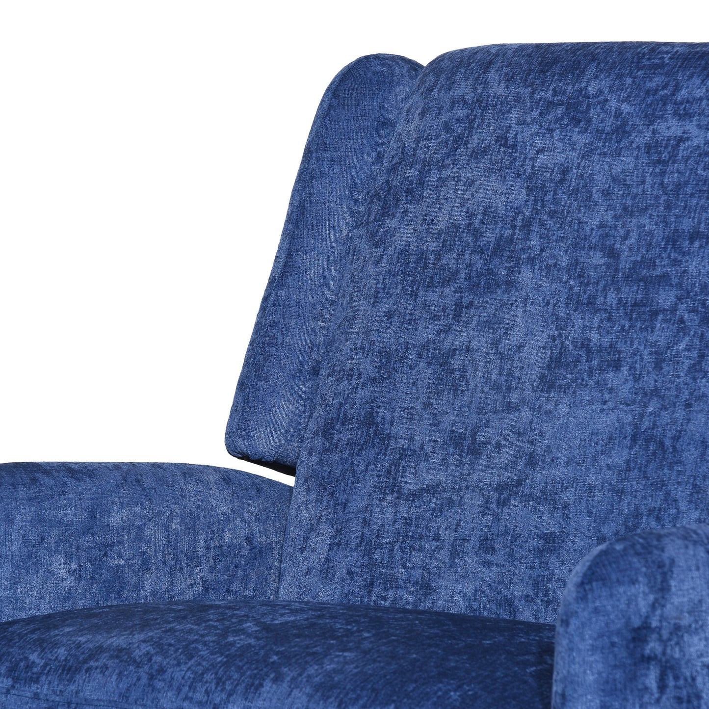 Oversized Textured Fabric Pushback Recliner, Navy Blue and Dark Brown