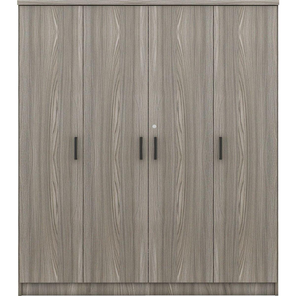 4-Door Wardrobe with 1 Drawer, Gray