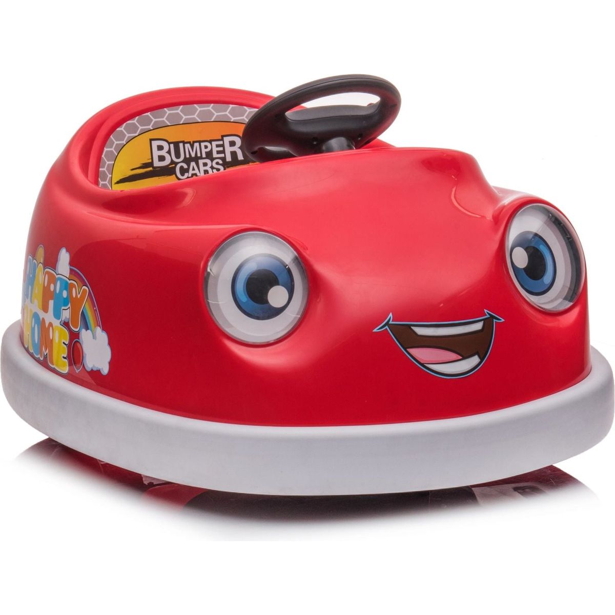 Bumper Car for Kids, 12v Dual Drive 1-6 Years Old Children's Electric Car with Pushrod Dinner Plate USB BT Music Rocking Horse Mode Anti-Collision Bumper Ride on Car