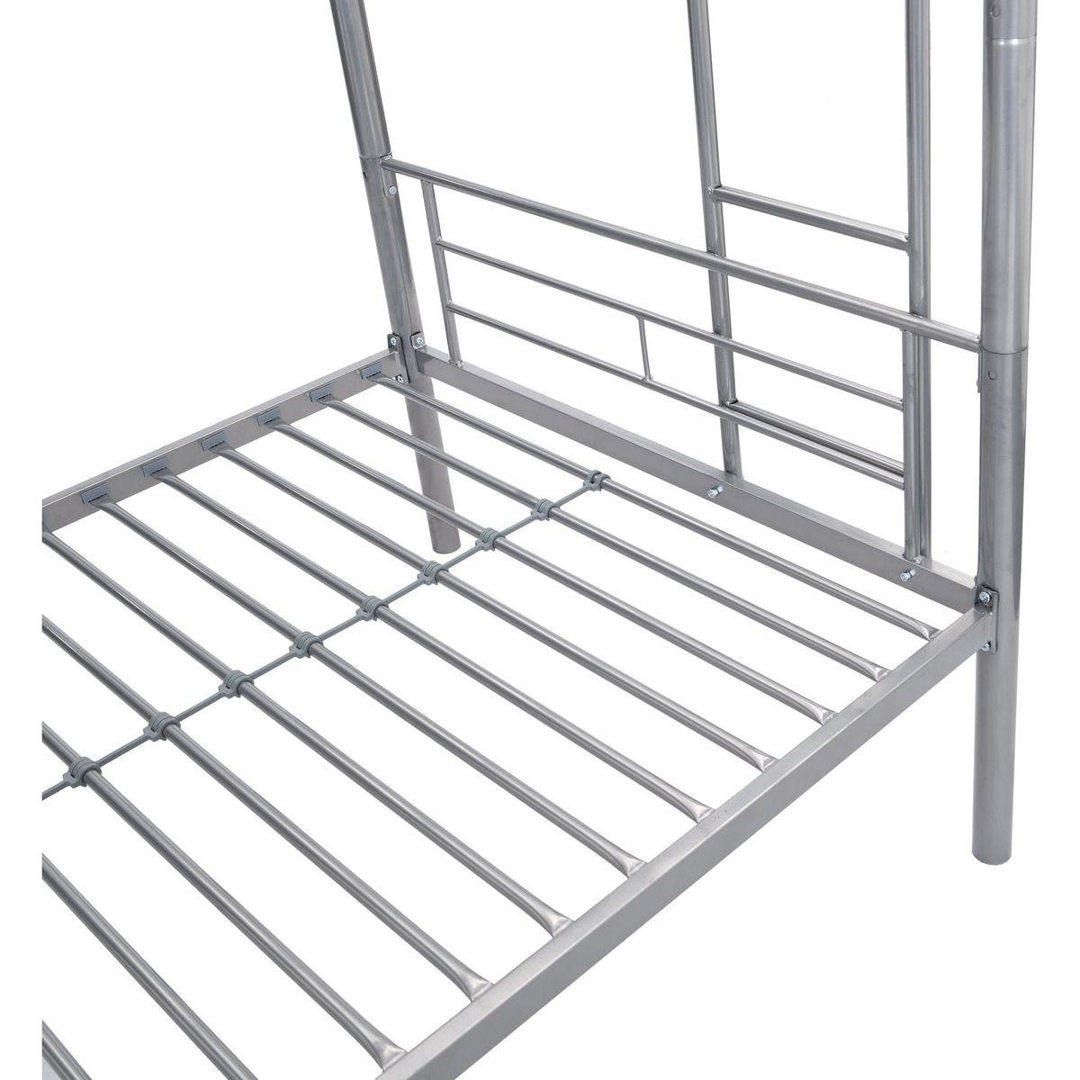 METAL BUNK BED WITH TRUNDLE SILVER
