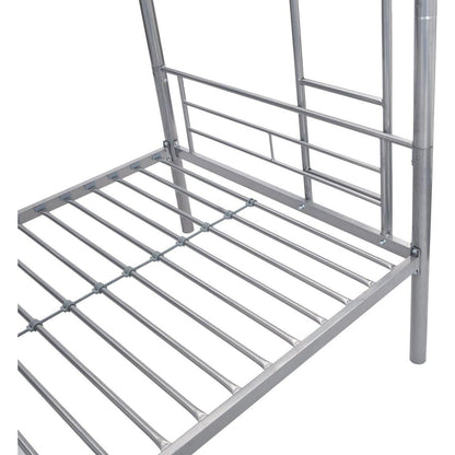 METAL BUNK BED WITH TRUNDLE SILVER