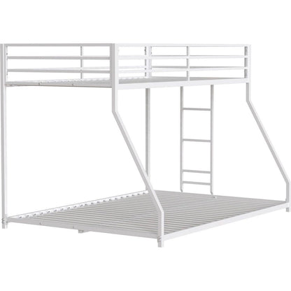 Adam Sturdy Twin over Full Metal Bunk White for Kids and Adult, Low Profile and Easy Climbing with Stable Ladder