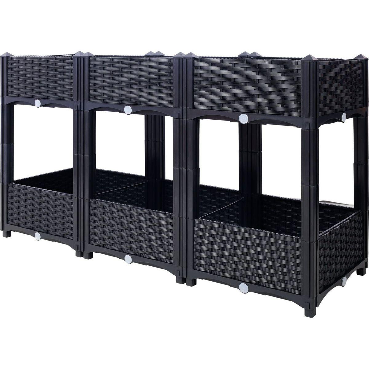 Planter Raised Beds - Elevated Planter Garden Box with Drainage Plug Raised Garden Beds for Vegetable/Flower/Herb Outdoor Standing Planter Beds Gardening Kit,Black,47.2"x15.7"x27.7"