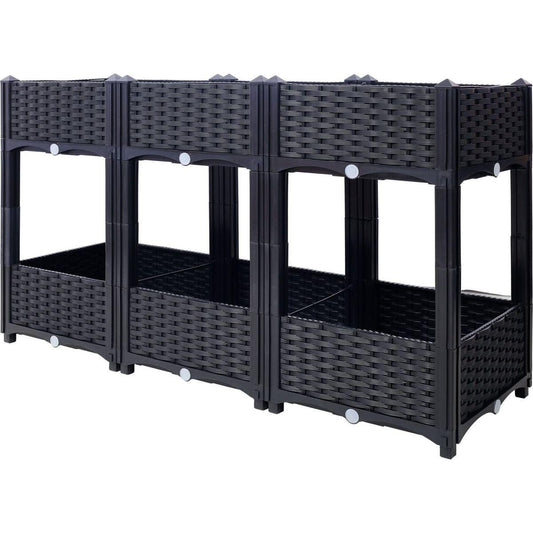Planter Raised Beds - Elevated Planter Garden Box with Drainage Plug Raised Garden Beds for Vegetable/Flower/Herb Outdoor Standing Planter Beds Gardening Kit,Black,47.2"x15.7"x27.7"