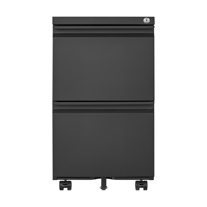 2 Drawer File Cabinet with Lock, Metal Under Desk Rolling Filing Cabinet fits Letter/Legal/A4 Size for Home Office, Mobile Filing Cabinet, Assemble Required, Black