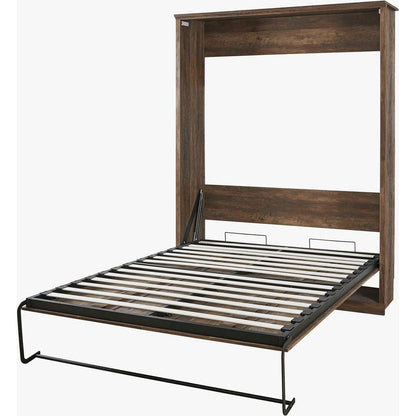 Queen Size Half Self-Close and Open Murphy Bed Cabinet Space-Saving Bed Perfect for Guest Room, for Bed Room, Guest Room, Home Office, Brown