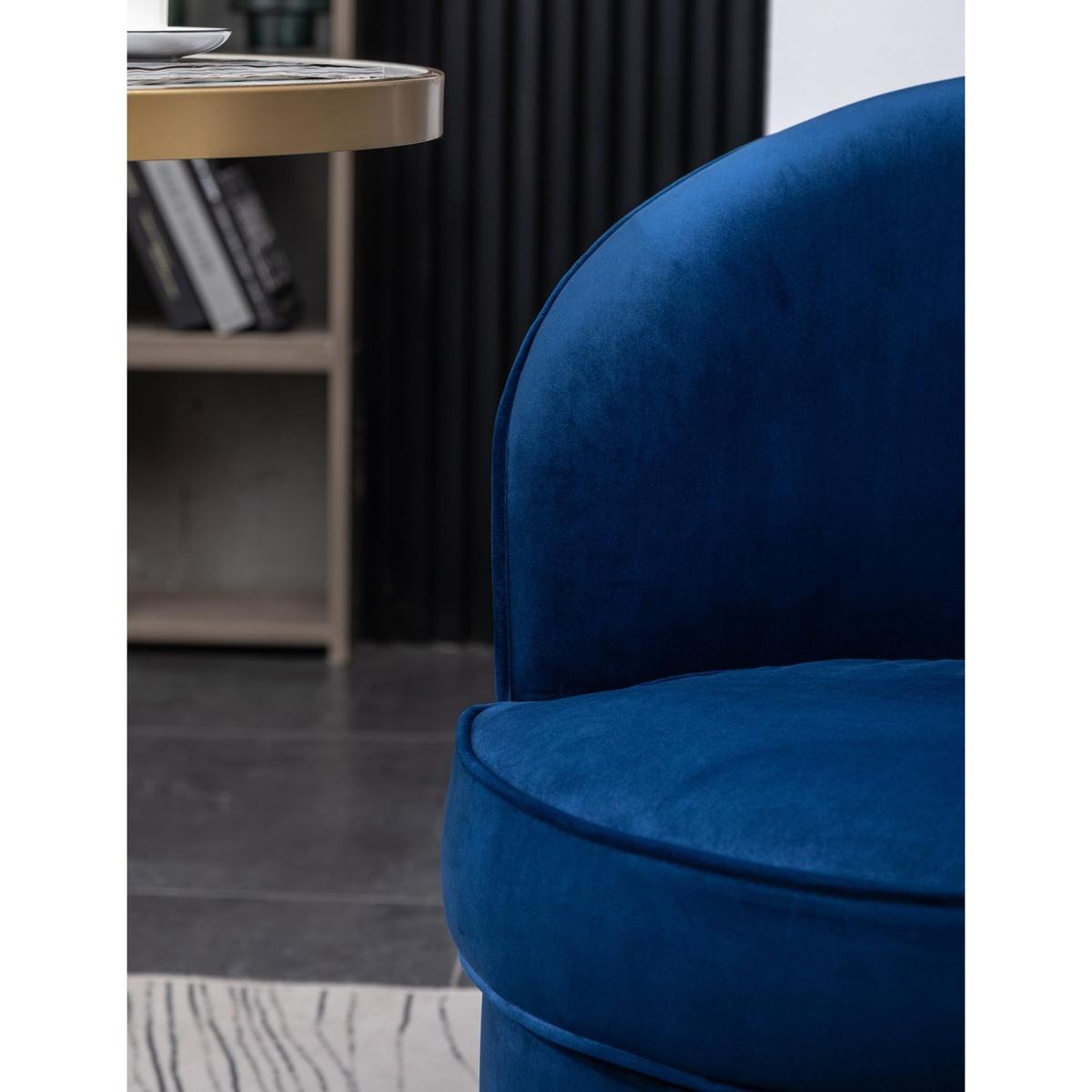 Wania Contemporary Velvet Swivel Chair, Blue