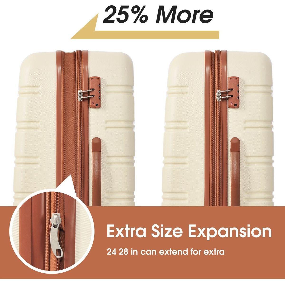 Hardshell Luggage Sets 2Pcs + Bag Spinner Suitcase with TSA Lock Lightweight 20" + 24"