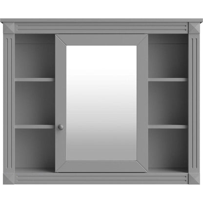 35" x 28" Wall Mounted Bathroom Storage Cabinet, Medicine Cabinet, Modern Bathroom Wall Cabinet with Mirror, Mirror Cabinet with 6 Open Shelves (Not Include Bathroom Vanity)