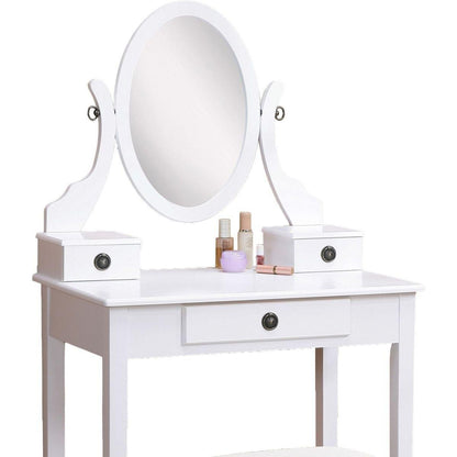 Moniys Wood Moniya Makeup Vanity Table and Stool Set, White
