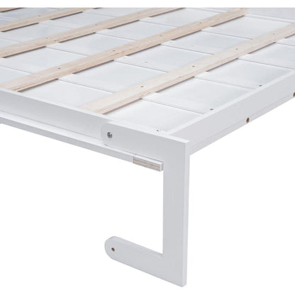 Queen Size Murphy Bed Wall Bed with Cushion,White