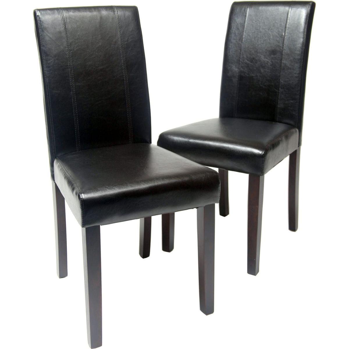 Urban Style Solid Wood Leatherette Padded Parson Chair, Black, Set of 2