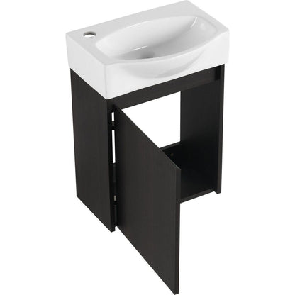 16 "Bathroom Vanity Sink Combo for Small Space, Modern Small Bathroom Vanity with Sink, Small Bathroom Sink Cabinet Set, Black