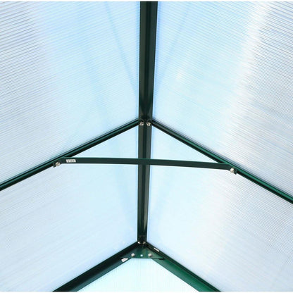 6.3'x10.2'x7' Polycarbonate Greenhouse, Heavy Duty Outdoor Aluminum Walk-in Green House Kit with Rain Gutter, Vent and Door for Backyard Garden, color green